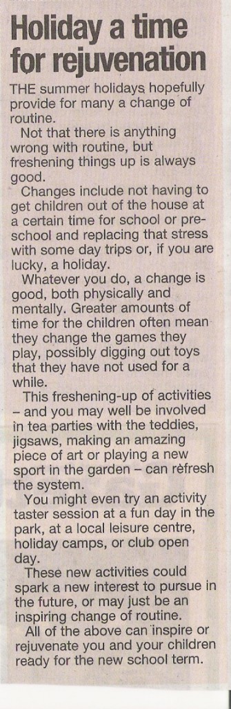 Somerset County Gazette Family Life Column-Rejuvenated summer