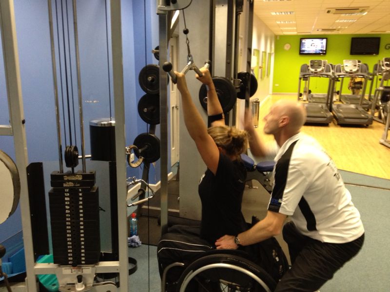 Lucy Stacks the Lat Pulldown