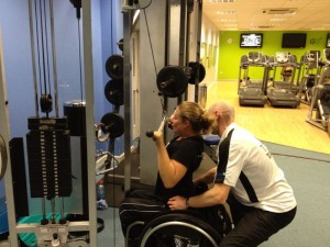 Lucy Stacks the Lat Pulldown